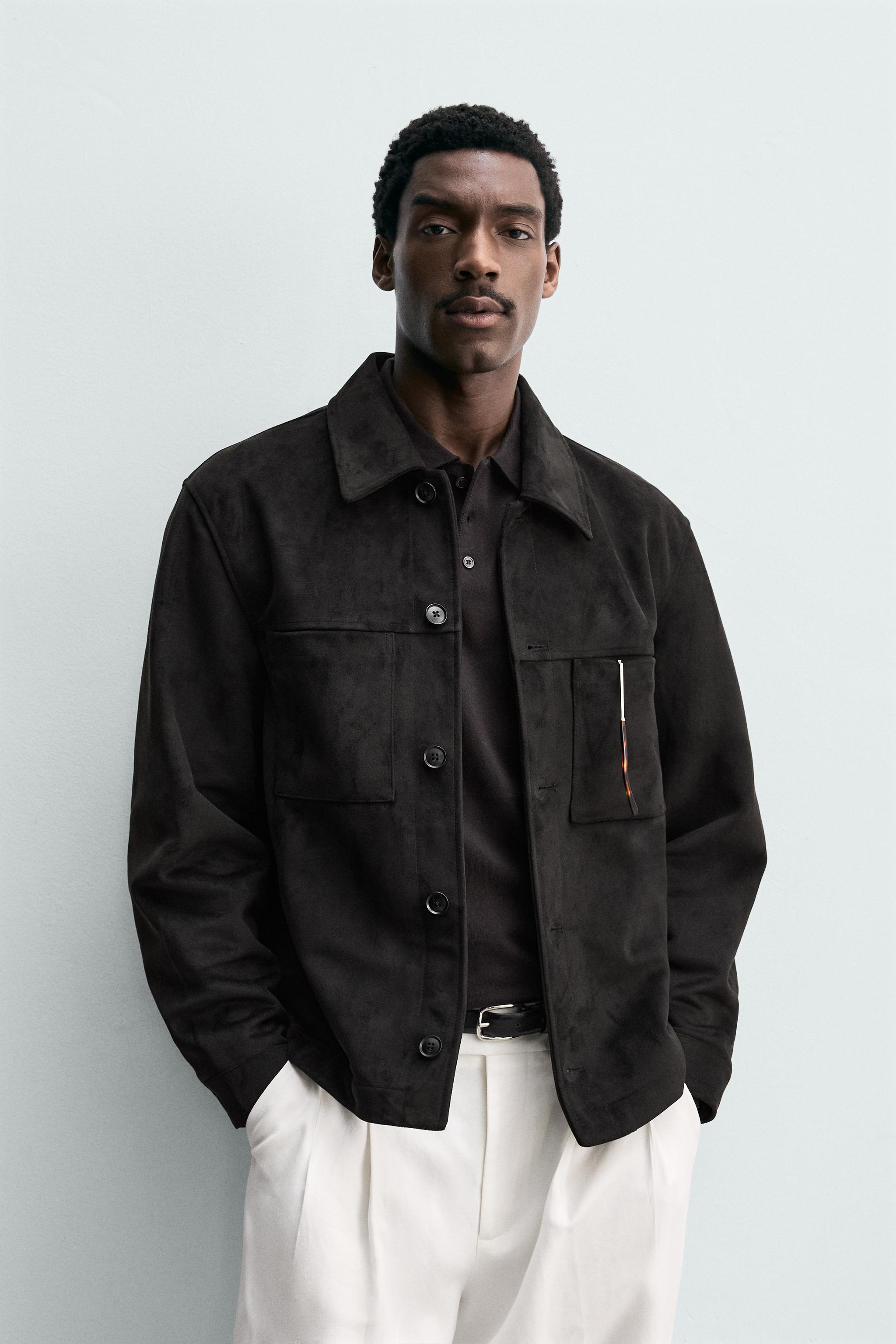 FAUX SUEDE REGULAR FIT OVERSHIRT